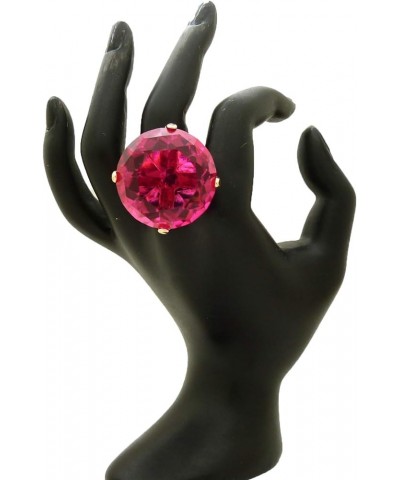 Women's Extra Big Crystal Colorful Stone Stretch Ring Fuchsia $10.44 Rings