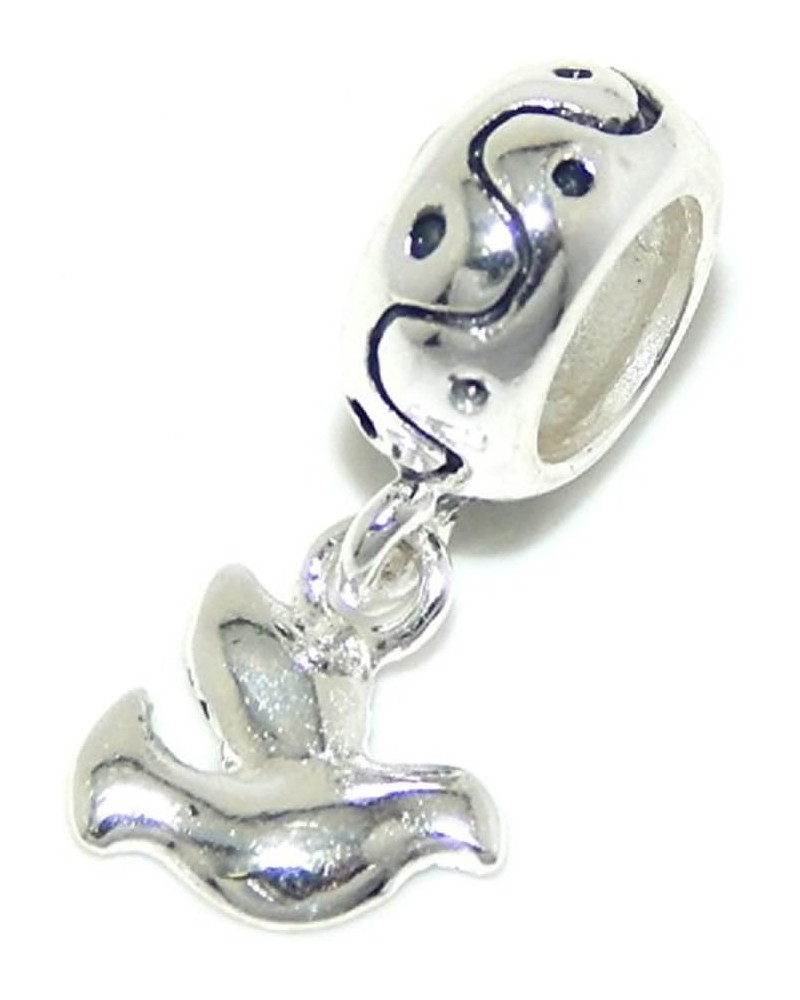 Solid 925 Sterling Silver Dangling Dove Charm Bead $9.50 Bracelets