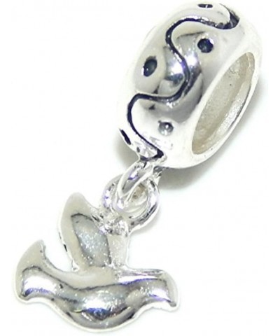 Solid 925 Sterling Silver Dangling Dove Charm Bead $9.50 Bracelets