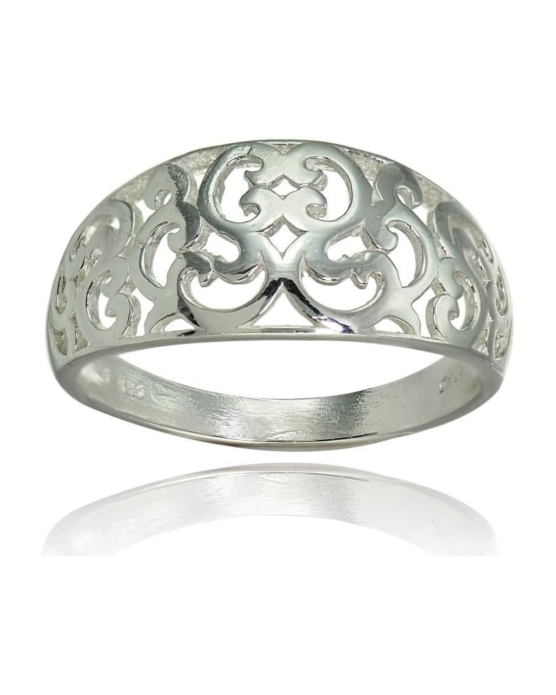 925 Sterling Silver High Polished Vintage Filigree Ring for Women Teen Girls, Silver, Yellow Gold & Rose Gold Silver $14.00 R...