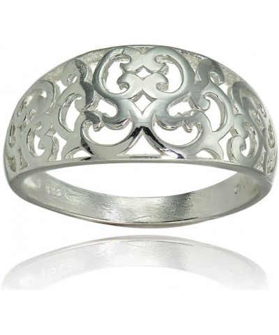 925 Sterling Silver High Polished Vintage Filigree Ring for Women Teen Girls, Silver, Yellow Gold & Rose Gold Silver $14.00 R...