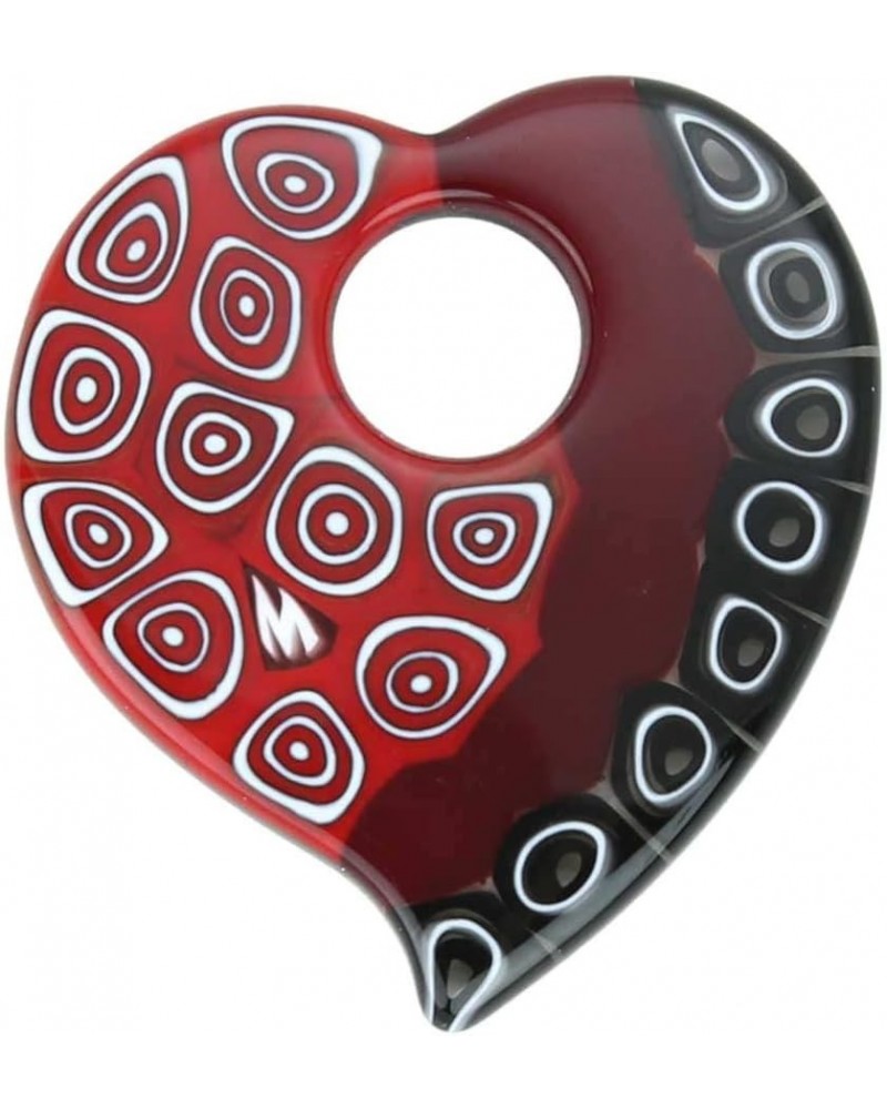 GlassOfVenice Murano Glass Elegant Millefiori Heart Pendant - Red and Black $30.77 Necklaces