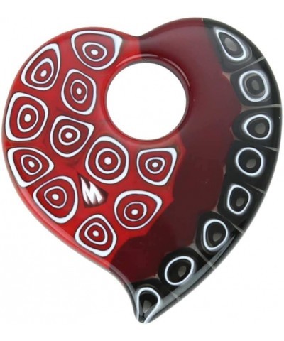 GlassOfVenice Murano Glass Elegant Millefiori Heart Pendant - Red and Black $30.77 Necklaces