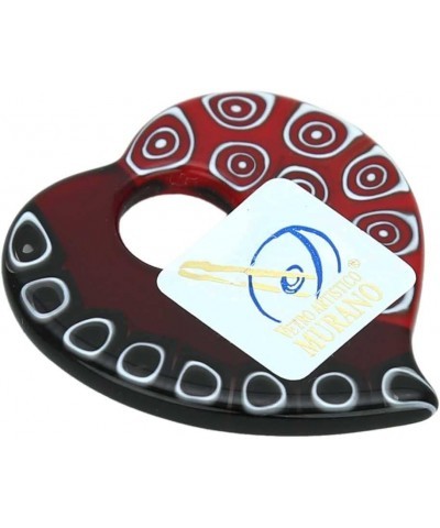 GlassOfVenice Murano Glass Elegant Millefiori Heart Pendant - Red and Black $30.77 Necklaces