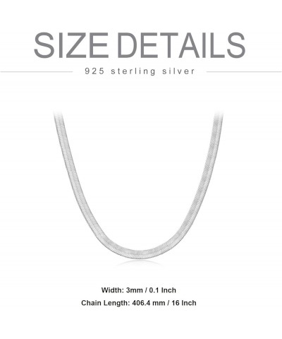 3MM/4.5MM Italian Herringbone Chain Necklace 16 Inch 925 Sterling Silver / 18K Gold Plated Flat Snake Chain Necklace for Men ...