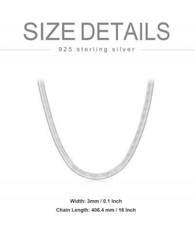 3MM/4.5MM Italian Herringbone Chain Necklace 16 Inch 925 Sterling Silver / 18K Gold Plated Flat Snake Chain Necklace for Men ...