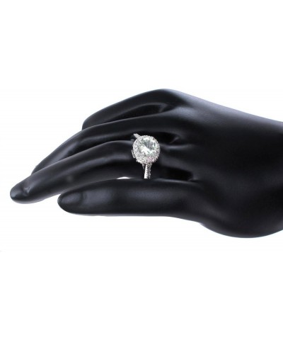 0.65 cttw Green Amethyst Ring .925 Sterling Silver with Rhodium Halo Style 7 MM $20.70 Rings