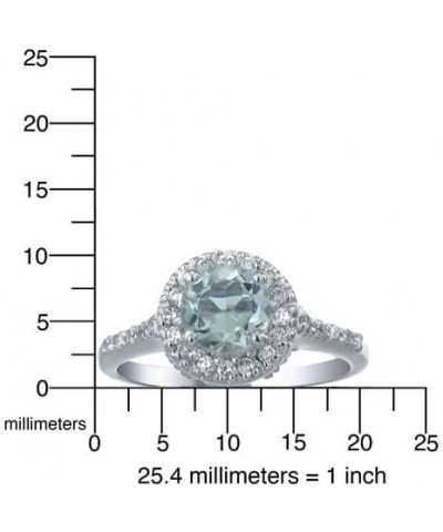 0.65 cttw Green Amethyst Ring .925 Sterling Silver with Rhodium Halo Style 7 MM $20.70 Rings