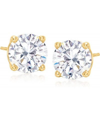 Round CZ Stud Earrings in 14kt Yellow Gold 3.00 ct. t.w. $45.76 Earrings