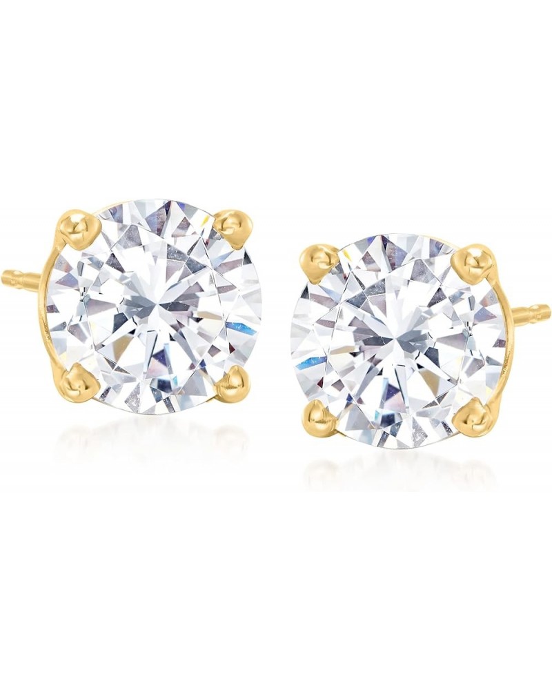 Round CZ Stud Earrings in 14kt Yellow Gold 3.00 ct. t.w. $45.76 Earrings