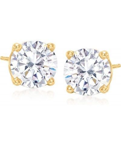 Round CZ Stud Earrings in 14kt Yellow Gold 3.00 ct. t.w. $45.76 Earrings