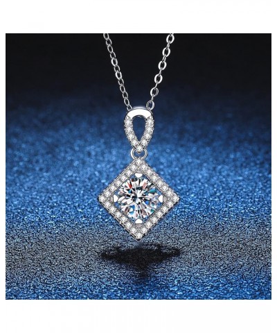 0.5 Carat-2 Carat Center Moissanite Pendant Necklaces for Women in 925 Sterling Silver, 1 Carat Center Moissanite Pendant Nec...