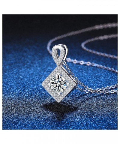 0.5 Carat-2 Carat Center Moissanite Pendant Necklaces for Women in 925 Sterling Silver, 1 Carat Center Moissanite Pendant Nec...