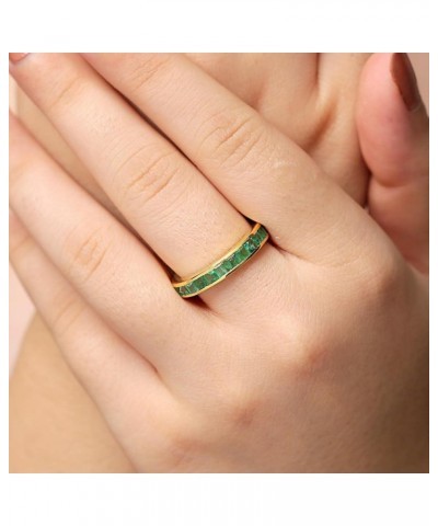 14k Yellow Gold Handmade Emerald/Ruby Birthstone Eternity Band Ring For Women Fine Jewelry Rings, Gift For Her V Emerald $235...