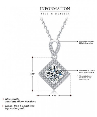 0.5 Carat-2 Carat Center Moissanite Pendant Necklaces for Women in 925 Sterling Silver, 1 Carat Center Moissanite Pendant Nec...