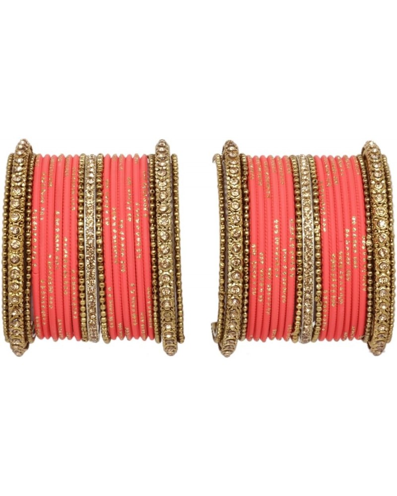 SANARA Indian Bollywood Unique Designer Bollywood Bangle set With Exclusive Kada made 42 pcs bangles Salmon Pink 2.8 Inches $...