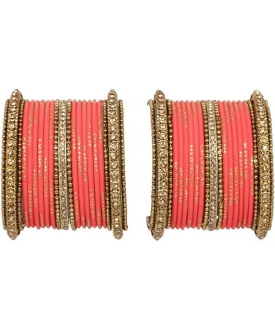 SANARA Indian Bollywood Unique Designer Bollywood Bangle set With Exclusive Kada made 42 pcs bangles Salmon Pink 2.8 Inches $...