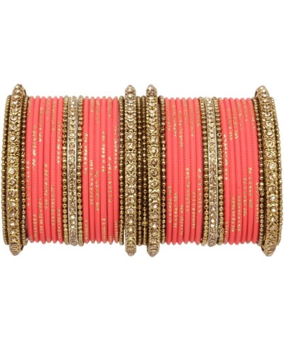 SANARA Indian Bollywood Unique Designer Bollywood Bangle set With Exclusive Kada made 42 pcs bangles Salmon Pink 2.8 Inches $...