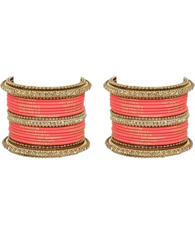 SANARA Indian Bollywood Unique Designer Bollywood Bangle set With Exclusive Kada made 42 pcs bangles Salmon Pink 2.8 Inches $...