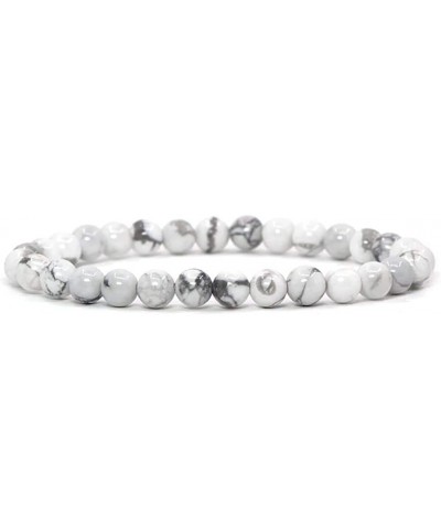 Gem Semi Precious Gemstone 6mm Round Beads Stretch Bracelet 7" Unisex White Howlite $7.14 Bracelets