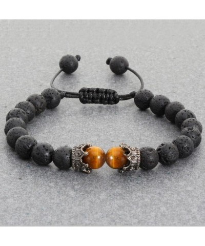 Cross Bracelet for Men Women 8MM Tiger Eye Natural Stones Bracelets Adjustable Stretch Elastic Beaded Bangle for Father Boyfr...