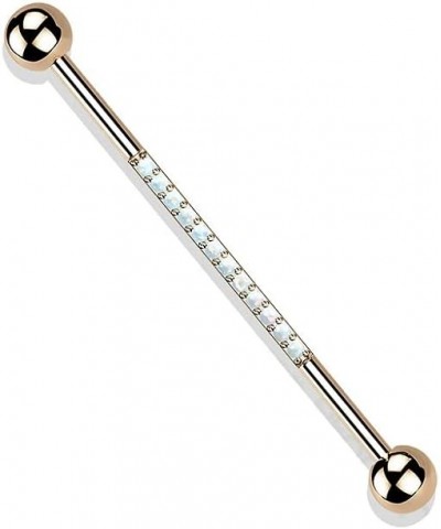 14GA G23 Implant Grade Titanium Synthetic Opal Lined Industrial Barbell Rose Gold Tone/White $14.33 Body Jewelry