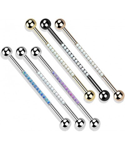 14GA G23 Implant Grade Titanium Synthetic Opal Lined Industrial Barbell Rose Gold Tone/White $14.33 Body Jewelry