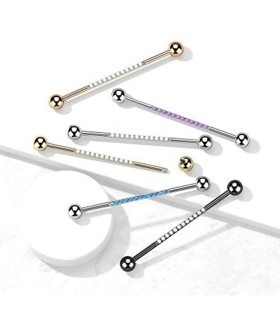 14GA G23 Implant Grade Titanium Synthetic Opal Lined Industrial Barbell Rose Gold Tone/White $14.33 Body Jewelry