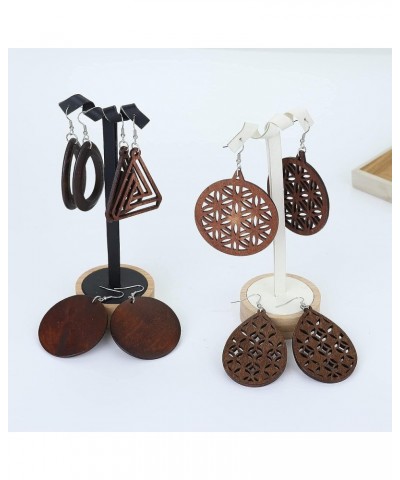 9 Pairs Wooden Earrings Natural Wood Dangle Earrings Lightweight Teardrop Earrings African Ethnic Statement Drop Earrings for...