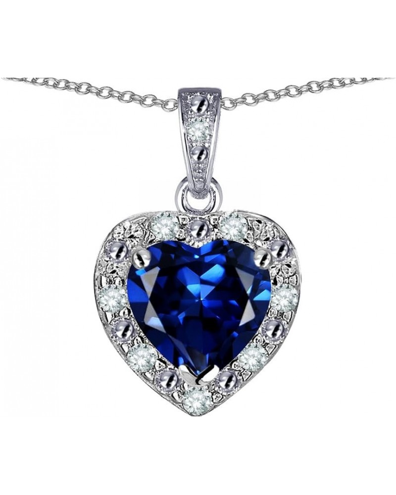 10k White Gold Heart Shape Halo Pendant Necklace Created Sapphire White Gold $115.04 Necklaces