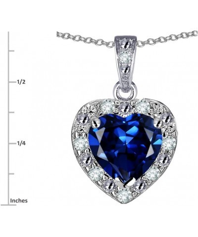 10k White Gold Heart Shape Halo Pendant Necklace Created Sapphire White Gold $115.04 Necklaces