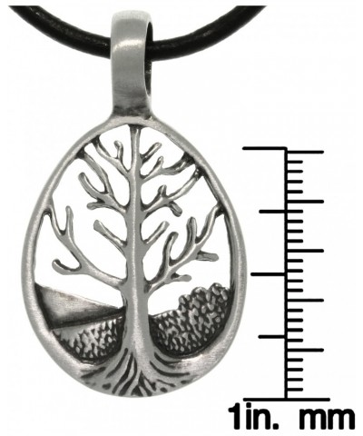 Pewter Tree of Life Teardrop Pendant with 18 Inch Black Leather Cord Necklace $20.51 Necklaces