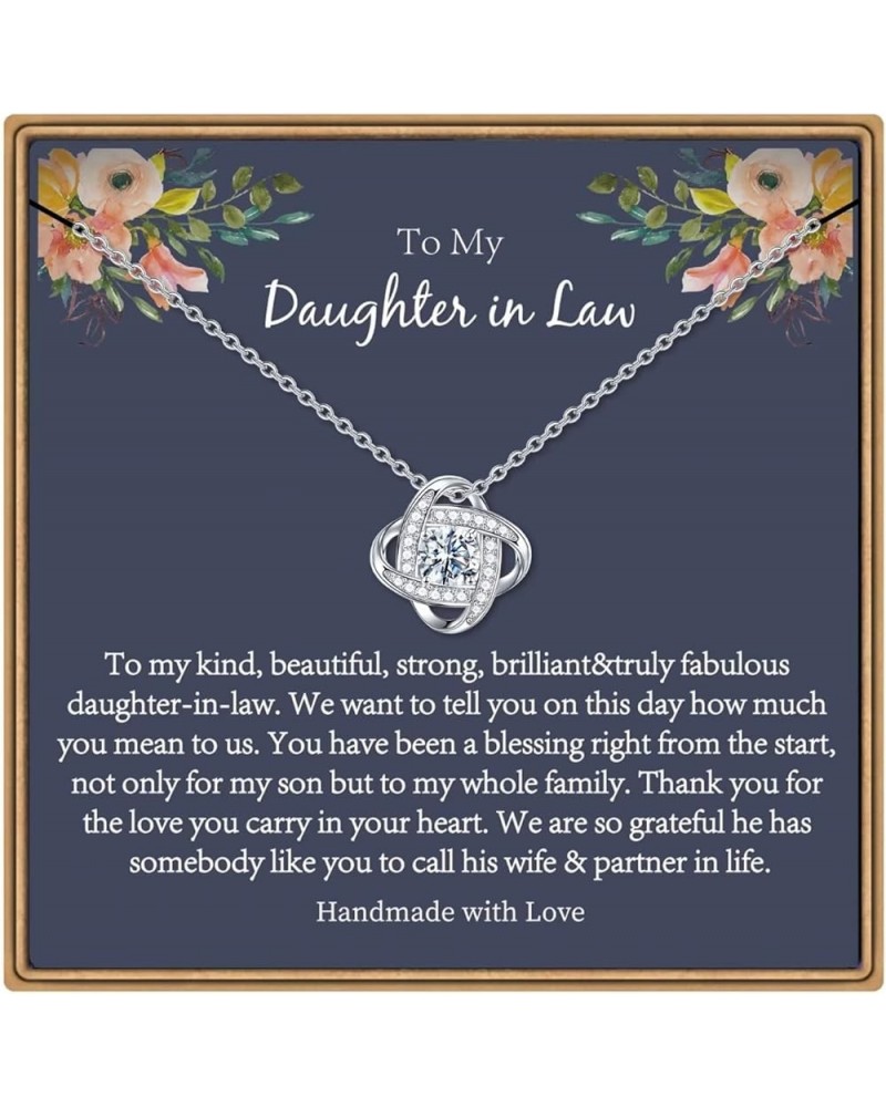 Daughter in Law Gifts Necklace, 925 Sterling Silver/14K White Gold Plated Necklaces for Daughter in Law Mothers Valentines Da...