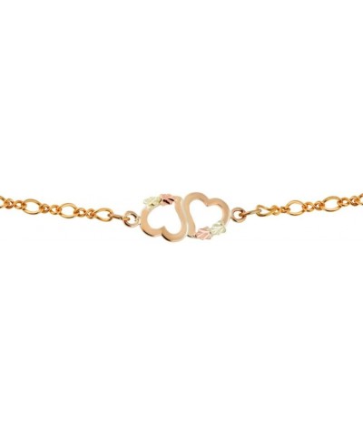 Two Hearts Ankle Bracelet 10k Yellow Gold, 12k Green and Rose Black Hills Gold, 10.25 Inches $39.96 Anklets