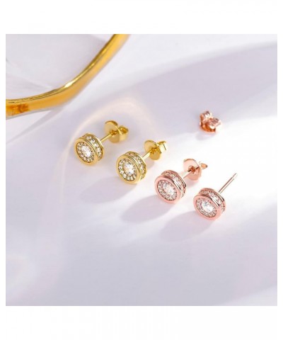 18K Gold Stud Earrings for Women, 18K Rose Gold Stud Earrings with Cubic Zirconia Diamonds, Jewelry Gift for Mom, Wife, Daugh...