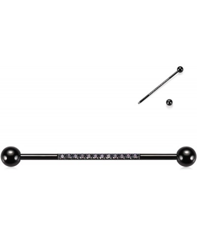 Industrial Bar Industrial Piercing Jewelry 14G Industrial Barbell Surgical Steel for Women Men With CZ/Pyramid/Cross Surface ...