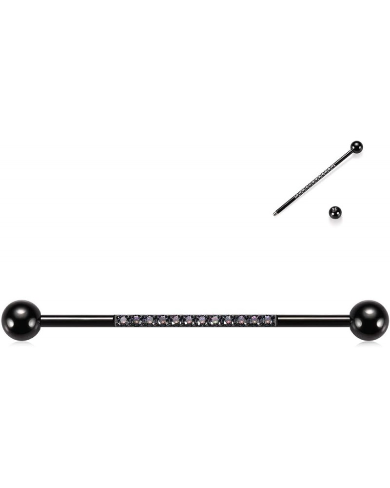 Industrial Bar Industrial Piercing Jewelry 14G Industrial Barbell Surgical Steel for Women Men With CZ/Pyramid/Cross Surface ...