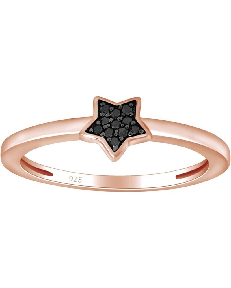 Color Enhanced Black Natural Diamond Accent Star Ring in 14k Gold Plated 925 Sterling Silver For Women (0.03 Cttw, I2-I3 Clar...