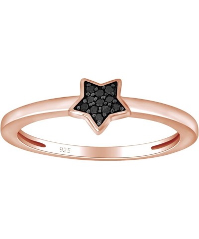 Color Enhanced Black Natural Diamond Accent Star Ring in 14k Gold Plated 925 Sterling Silver For Women (0.03 Cttw, I2-I3 Clar...