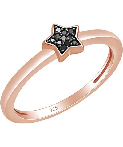 Color Enhanced Black Natural Diamond Accent Star Ring in 14k Gold Plated 925 Sterling Silver For Women (0.03 Cttw, I2-I3 Clar...