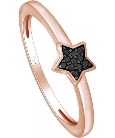 Color Enhanced Black Natural Diamond Accent Star Ring in 14k Gold Plated 925 Sterling Silver For Women (0.03 Cttw, I2-I3 Clar...