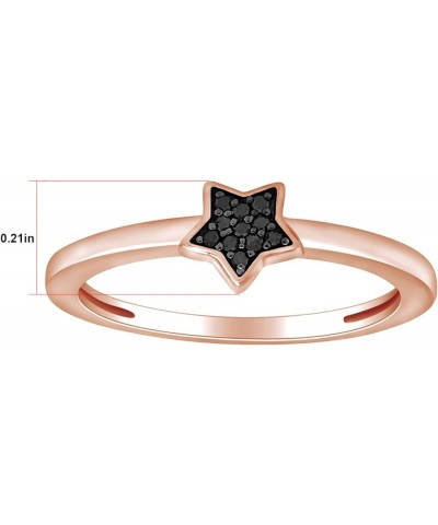 Color Enhanced Black Natural Diamond Accent Star Ring in 14k Gold Plated 925 Sterling Silver For Women (0.03 Cttw, I2-I3 Clar...