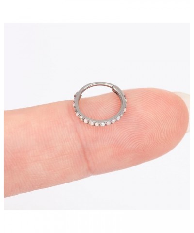 16G 20G F136 Titanium Nose Ring Hoop for Women, 6mm 8mm 10mm AB CZ and White Opal Septum Ring, Helix Cartilage Rook Earrings ...