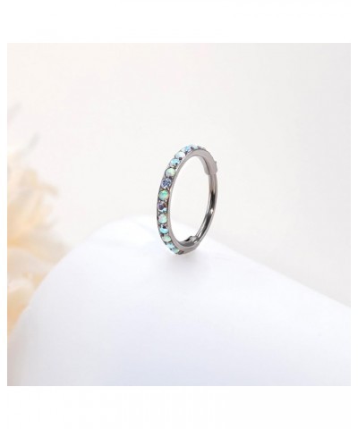 16G 20G F136 Titanium Nose Ring Hoop for Women, 6mm 8mm 10mm AB CZ and White Opal Septum Ring, Helix Cartilage Rook Earrings ...