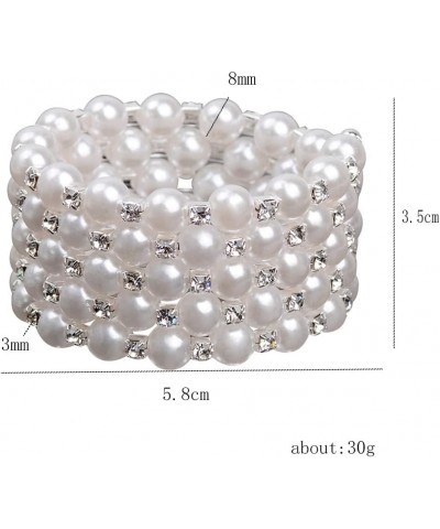 Multi Row Imitition Pearl Stretch Bracelet Stackable Crystal Strand Multi-Layered Elastic Bangle for Women Girl 1920s Costume...