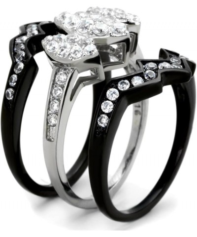 His Hers 4 Piece Black Ion Plated Stainless Steel Wedding Engagement Ring Band Set Size Women's 10 Men's 05 $16.25 Sets