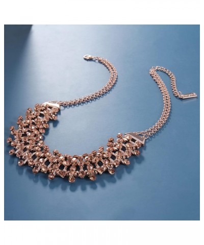 Chunky Bib Necklace Sparkly Crystal Cocktail Jewelry for Women Rose Gold $10.08 Necklaces