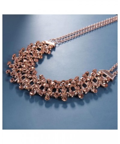 Chunky Bib Necklace Sparkly Crystal Cocktail Jewelry for Women Rose Gold $10.08 Necklaces