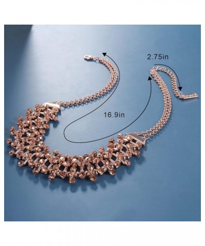 Chunky Bib Necklace Sparkly Crystal Cocktail Jewelry for Women Rose Gold $10.08 Necklaces