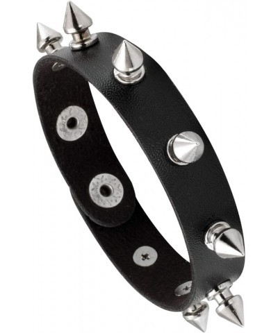 Men Punk Leather Bracelet Spike Cuff Wrap Bracelets Wristband for Women B $8.99 Bracelets